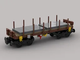 Flat freight wagon (Flachwagen) Typ Rmms from the SNCF with load.