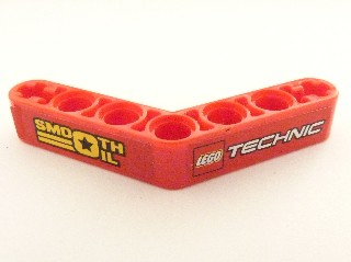 Lego Technic, Liftarm, Modified Bent Thick 1 x 7 (4 - 4) with 'SMOOTH OIL' and LEGO TECHNIC Logo Pattern (Stickers) - Set 8041