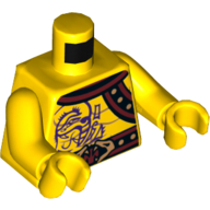 Lego Torso Bare Chest, Muscles, Purple Snake Tattoos, Snake Buckle, Shoulder Strap Print, Yellow Arms and Hands / Yellow