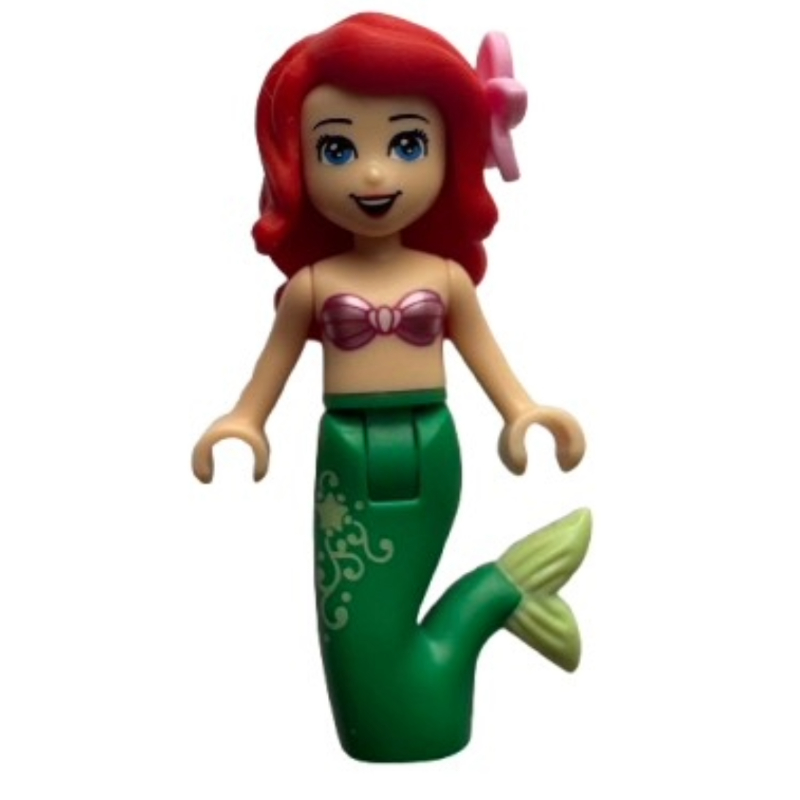 Lego Ariel - Mermaid Form, Pink Top, Gold Print on Tail