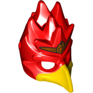 Lego Mask Bird (Phoenix) with Yellow Beak and Small Gold Headpiece Print / Red