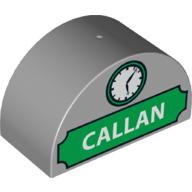 Lego Duplo Brick 2 x 4 x 2 Curved Top with 'CALLAN' and Clock Print