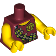 Lego Torso Tank Top, Tranquilizer Bandolier, Belt and 'D' Print, Yellow Arms and Hands / Dark Red