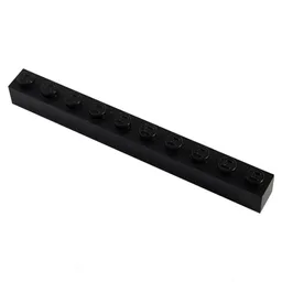 Modulex Brick 1 x 10 with M on Stud / Modulex Black