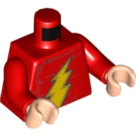 Torso Jacket with Gold Lightning Bolt (Classic Flash Logo) Print, Red Arms, Light Nougat Hands / Red