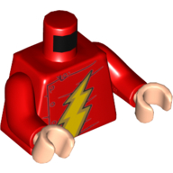 Lego Torso Jacket with Gold Lightning Bolt (Classic Flash Logo) Print, Red Arms, Light Nougat Hands / Red