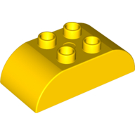Lego Duplo Brick 2 x 4 Curved Top / Yellow