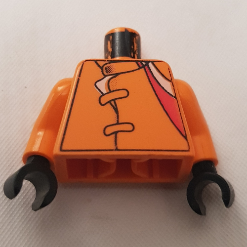 Lego Torso Jacket with Straps, Red & White Stripes Print, Orange Arms, Black Hands / Orange