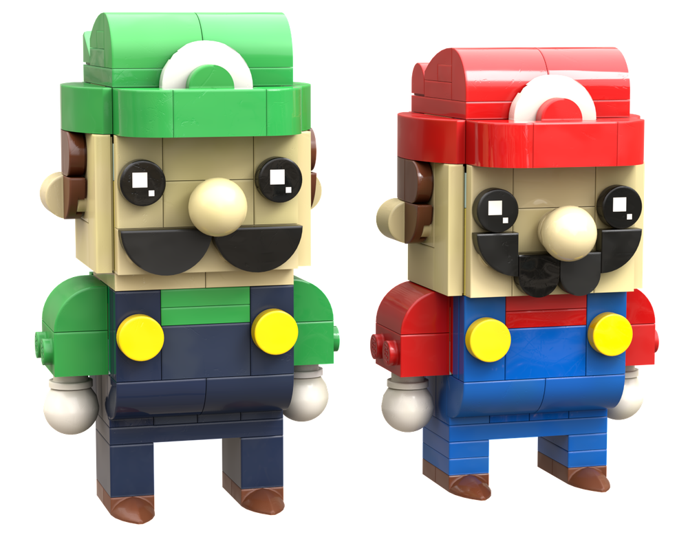 Lego Brickhead style Mario and Luigi.