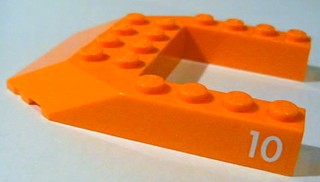 Lego Wedge 6 x 8 Cutout with White '10' Pattern on Both Sides (Stickers) - Set 10233