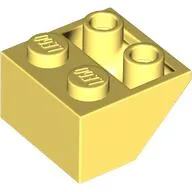 Brick Sloped Inverted 45° 2 x 2 [Round Hollow Bottom Pin, Bar-sized Stud Holes] / Bright Light Yellow
