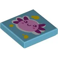 Tile 2 x 2 with Bright Pink and Magenta Axolotl Print / Medium Azure