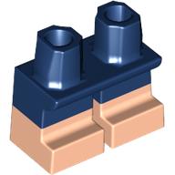 Lego Legs Short with Light Nougat Feet Pattern [Multi Color Injection] / Dark Blue