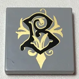 Tile 2 x 2 with Coat of Arms Beauxbatons Print / Light Bluish Gray