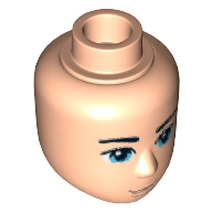 Lego Minidoll Head Male with Blue Eyes, Black Eyebrows Print [Disney Princess Eric]