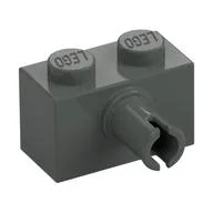 Brick Special 1 x 2 with Pin / Dark Gray