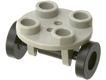 Lego Plate, Round 2 x 2 Thin with Wheel Holder with Black Wheels (2655 / 2496)