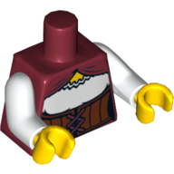 Lego Torso Laced Corset with White Blouse Print, White Arms, Yellow Hands / Dark Red
