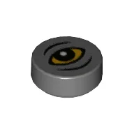 Tile Round 1 x 1 with Eye Print / Dark Bluish Gray