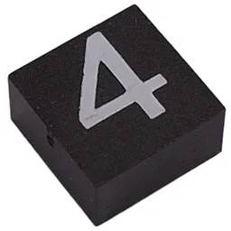 Modulex Tile 2 x 2 with White '4' Print, without Internal Supports / Modulex Tile Brown