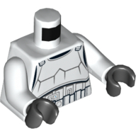 Lego Torso Stormtrooper, Detailed Armor Print, White Arms, Black Hands / White