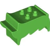 Duplo Brick, Hair, 2 x 2 Top Studs, Spiked to Side, Spiked Bangs / Bright Green