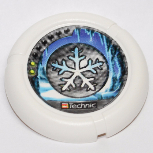 Lego Large Figure Throwing Disk, Ski / Ice, 2 Pips, Snowflake Logo Print / White