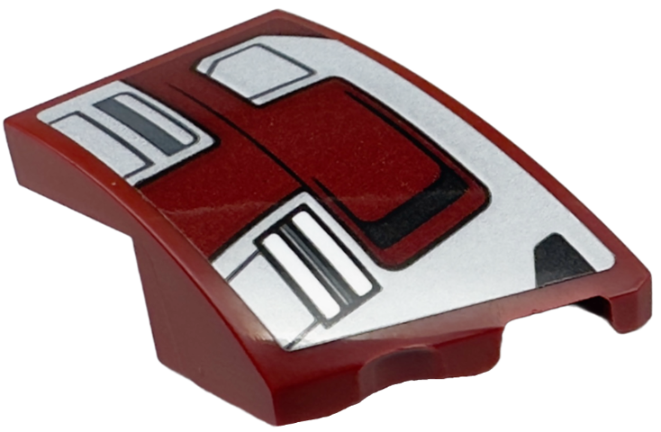 Lego Wedge 3 x 2 Right No Studs with Silver Armor Plates and Black Lines Pattern (Sticker) - Set 76247