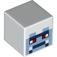 Minifig Head Special, Cube with Yeti Face Print / White