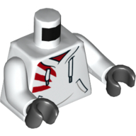 Lego Torso Hoodie, White Laces, Red Stripes on Shoulder Print (Jack Davids), White Arms, Black Hands / White