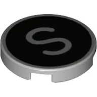 Tile Round 2 x 2 with 'S' on Black Background Print / Light Bluish Gray