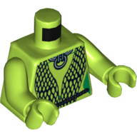 Lego Torso Black Mesh Wrap Print (Oola), Lime Arms and Hands / Lime