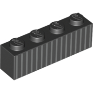 Lego Brick 1 x 4 with Light Bluish Grey Stripes/Lines print / Black