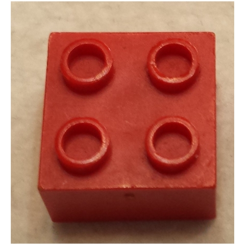 Lego Minitalia Brick 2 x 2 with Bottom Tube / Red