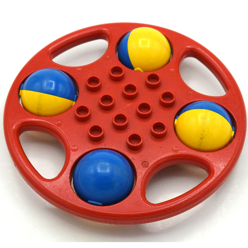 Lego Duplo Rattle Circular with Red/Blue Wheels / Yellow