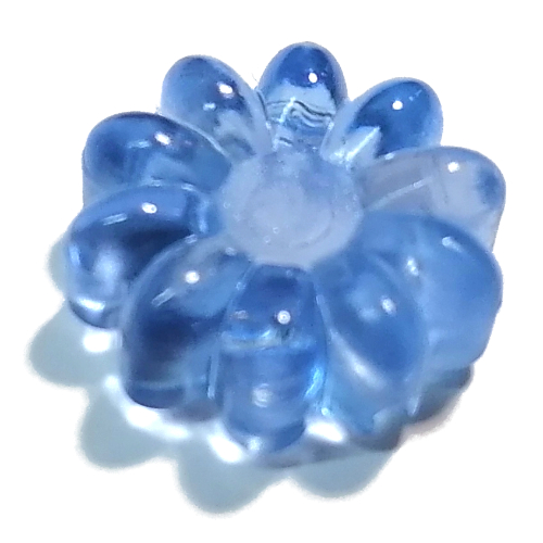 Lego Clikits Icon, Flower 2 x 2 Large, 10 Petals with Hole / Trans-Light Royal Blue