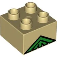 Duplo Brick 2 x 2 with Green Lattice Peak Print