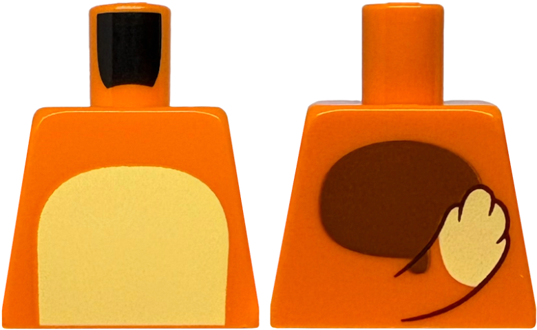 Lego Torso with Bright Light Yellow Stomach, Tail and Dark Orange Oval on Back Pattern