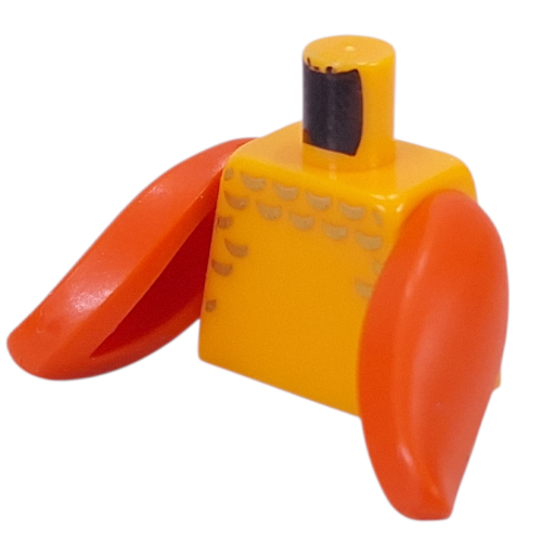 Lego Torso Fish, Gold Scales Print, Reddish Orange Fin Arms / Bright Light Orange