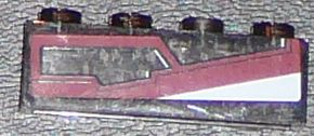 Lego Brick 1 x 4 without Bottom Tubes with Dark Red and White Panel Pattern Model Left Side (Sticker) - Set 7964
