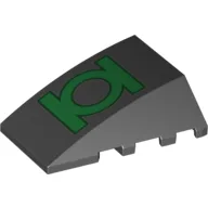 Brick Wedged, Curved 4 x 4 No Top Studs with Green Lantern Logo Print / Black