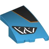 Brick Wedged, Curved 3 x 2 with Stud Notch Right with Headlight, Black Shape with Orange Border, Print