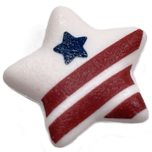 Lego Clikits Icon, Star 2 x 2 Small with Pin [Frosted] Dark Blue Star and 3 Dark Red Stripes Print