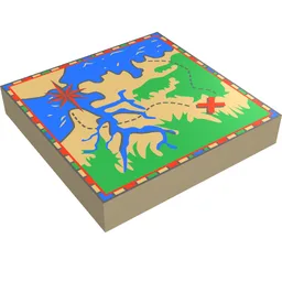 Tile 2 x 2 with Map Adventurers: Jungle and Delta Print / Tan