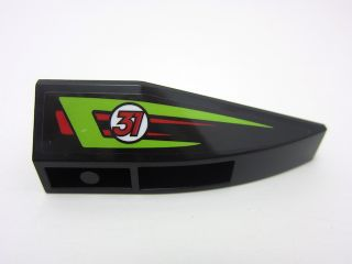 Lego Wedge 6 x 2 Inverted Right with Lime and Red Stripes and Red Number 31 Pattern (Sticker) - Set 60114