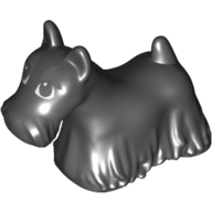 Lego Animal, Dog, Longhaired with White Eyes print / Black