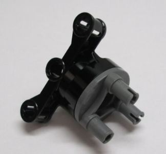 Lego Technic, Steering Axle with 2 Pin Holes and 2 Arms with Axle Holes with Slots with Dark Bluish Gray Wheel Hub 3 Pins Round (23801 / 92909)