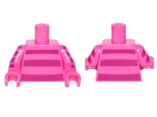 Lego Torso Horizontal Magenta Stripes on Front and Back Pattern / Dark Pink Arms with 4  Magenta Stripes Pattern / Dark Pink Hands