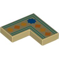 Lego Tile 2 x 2 Corner with Blue Star, Orange/Bright Light Orange Squares, Dark Turquoise Line print