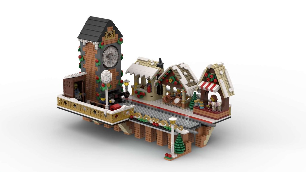 Lego Christmas railway viaduct - beginning of the track